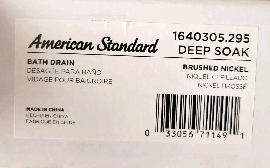 American Standard 1640305.295 Deep Soak Toe-Tap Tub Drain Assembly with Overflow Foto 3 de 3