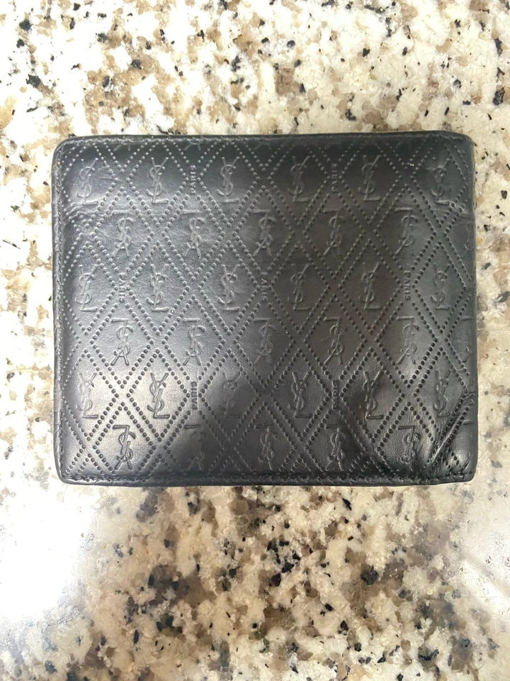 Saint Laurent Monogram Embossed Leather Bifold Luxury Wallet YSL Made in Italy - Image 3 of 3
