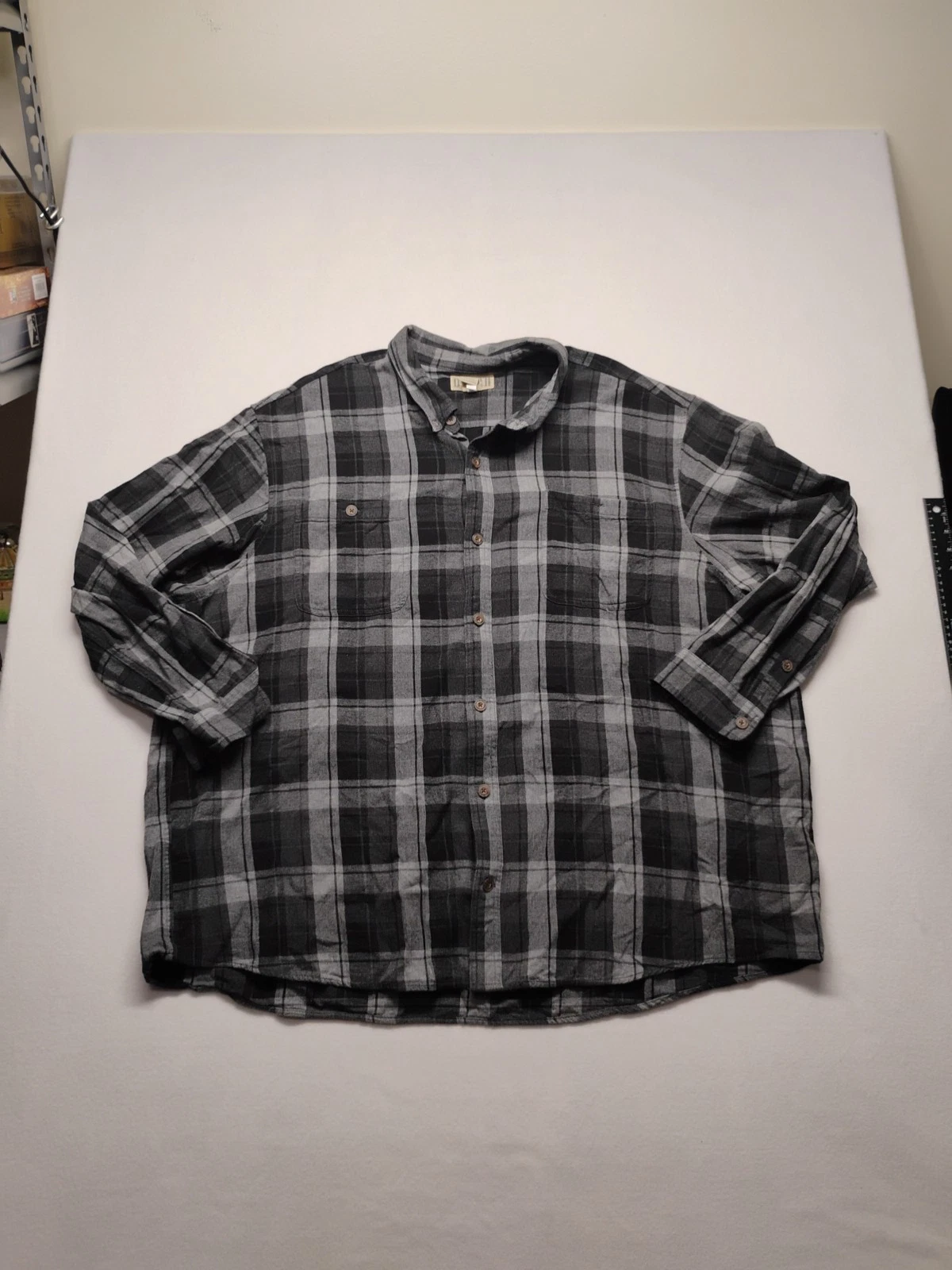 Duluth Trading Co Men’s 4XL Long Sleeve Black Plaid Flannel Shirt