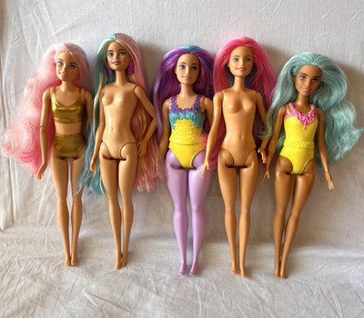 BARBIE Lot of 5 Fantasy Rainbow Hair Unicorn Color Reveal (1 Curvy & 1 Petite)