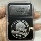 ATLANTA FALCONS NFL FOOTBALL 1966 INAUGURAL SEASON .999 SILVER COIN IN CASE