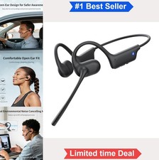 Open Ear Headphones With Mic Bluetooth 5.4 Dual Noise Canceling 23g Lightweight