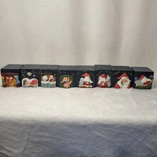 Vintage V.S. Rawson H of H Carved Wooden Christmas Boxes Night Before Christmas