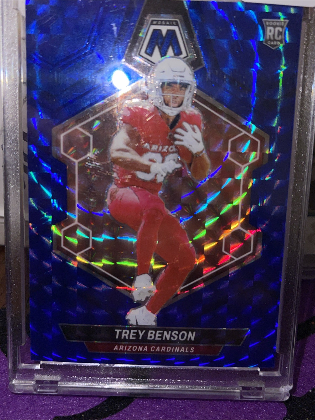 2024 Panini Mosaic - Rookies Trey Benson #360 Blue Mosaic Prizm /99 (RC)