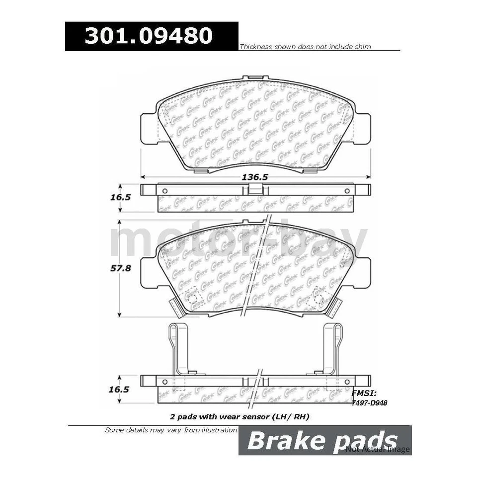 Pastillas de freno delanteras y traseras para Honda Civic 2011 2010 2009 Centric Foto 4 de 4