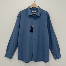 Blazer Shirt Men XL Blue Collins L/S Linen Blend Button Up NEW