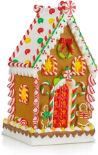 Gingerbread Village House 13.78”H Handcrafted Polyresin Christmas Decoration wit