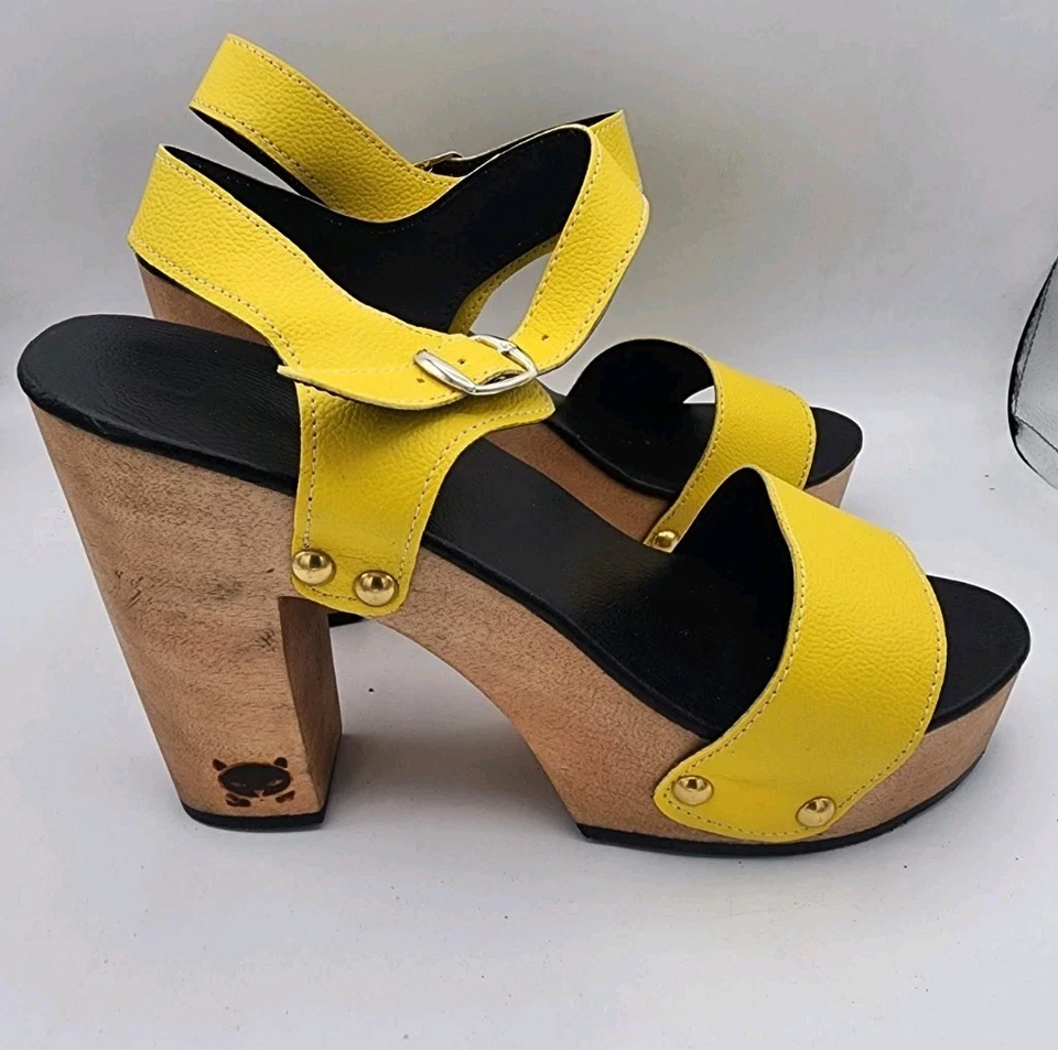 Tacones personalizados plataforma madera cuero vegano rivits S15 Foto 4 de 4