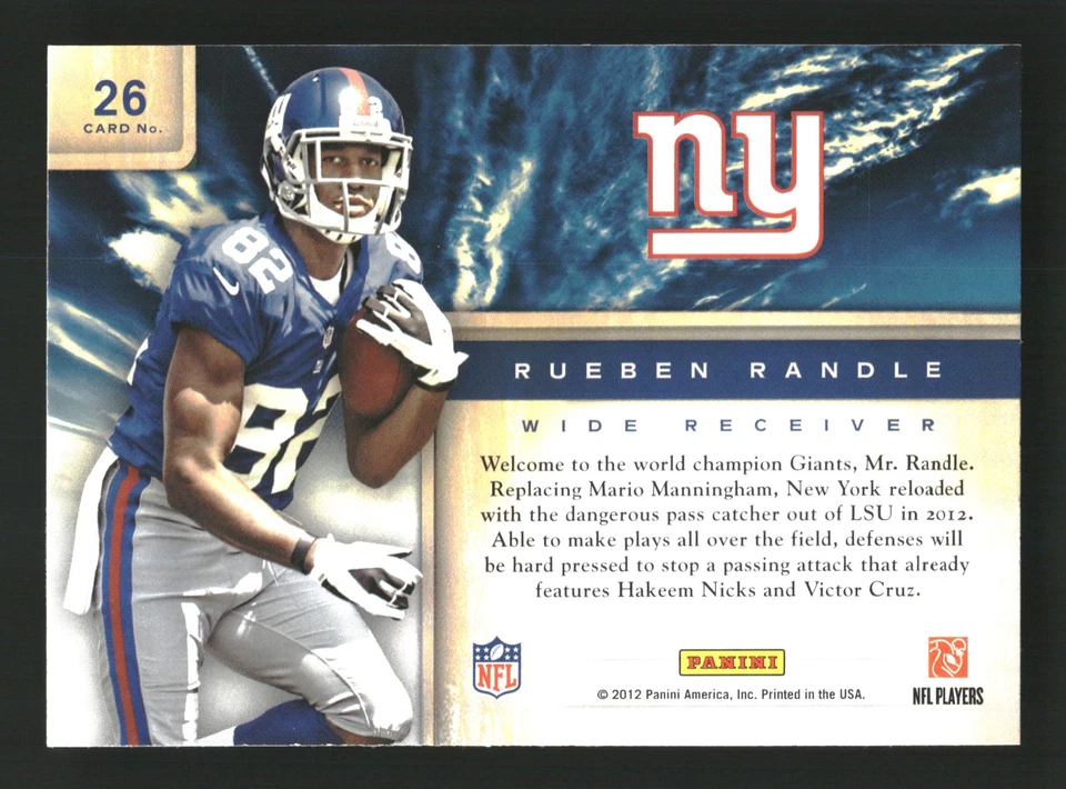 Rueben Randle 2012 Panini Prestige #26 Draft City Destination New York Giants - Image 2 of 2