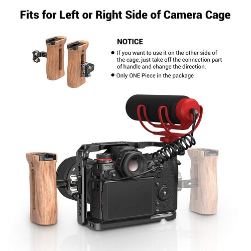 SMALLRIG Side Wooden Handle Grip for DSLR Camera Cage w/Cold Shoe Mount, Thre... - Picture 4 of 7