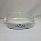 Vintage 1972-79 Blue Cornflower A-10-B Corning Ware Dish w/ Pyrex A12C /30A Lid