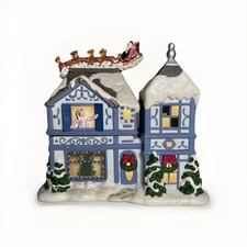 Partylite The Nite Before Christmas Musical Tealight House Santa Reindeer 8" T