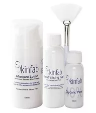 KIT 40% Glycolic Acid Facial Peel Neutraliser Gel Brush Aftercare Lotion Skinfab