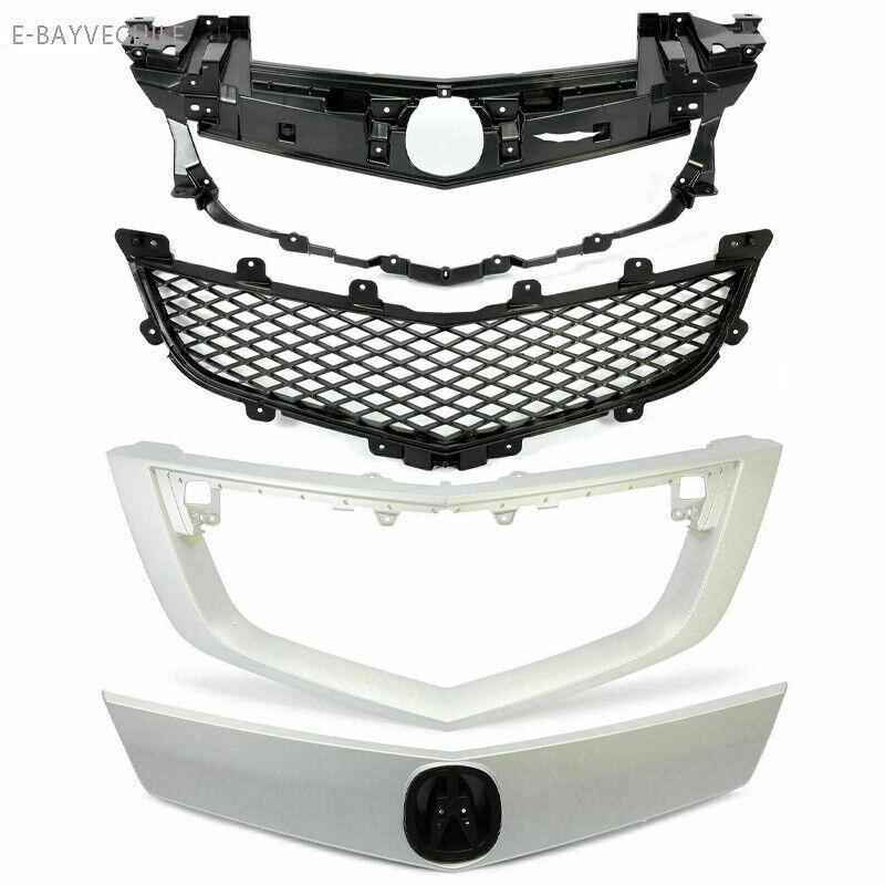 Fit For 2010 2011 2012 2013 Acura MDX Front Upper Chrome+Black Mesh Grille  Grill