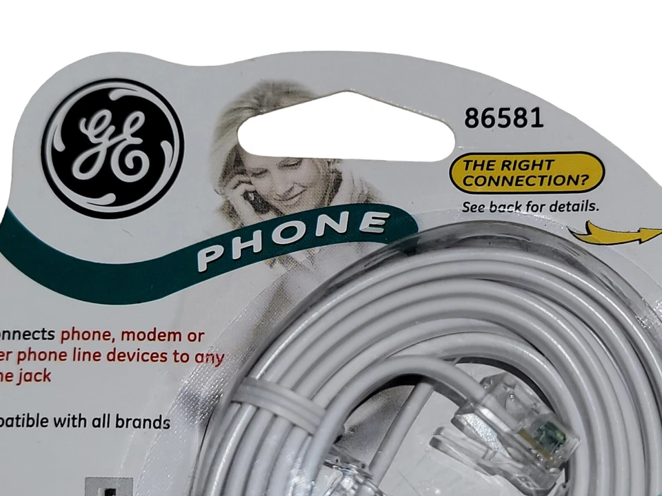 GE New White Phone Cord 7ft Telephone Wire Line General Electric #86581 - Image 4 of 4