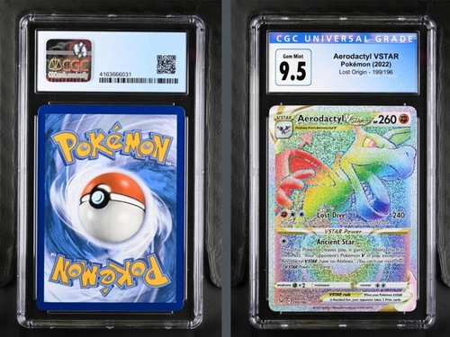 Pokemon TCG Lost Origin Aerodactyl VSTAR RAINBOW SECRET RARE #199/196  - CGC 9.5