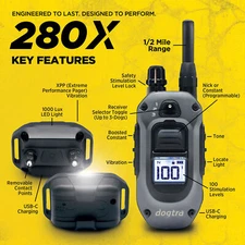 Dogtra 280X | 1/2-Mile Range E-Collar | Boost, XPP Vibration & LED Light | IPX9K