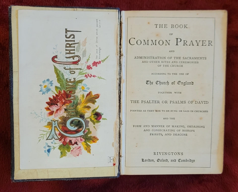 Small Common Prayer Book & Proper Psalms & Lessons Book 1872 Religious Antique - Image 3 of 4