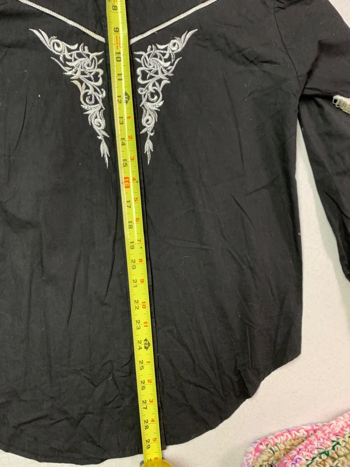 Vaquero Western Vintage Ranch & Town Manga Larga Perla A Presión Hecho en EE. UU. xsmall Foto 4 de 4