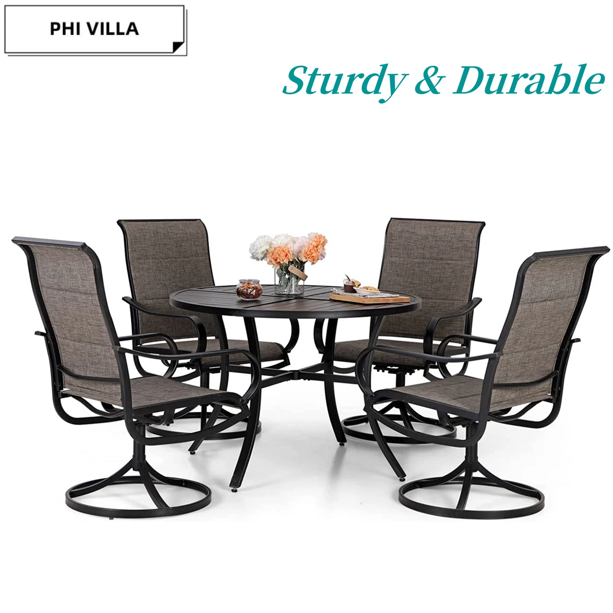 Patio dining set with 2024 swivel chairs sale