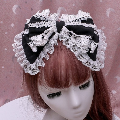 Dama Niña Banda para el Cabello Floral Encaje Arco Grande Prendas para la Cabeza Dulces Adornos con Cosplay - Imagen 7 de 15