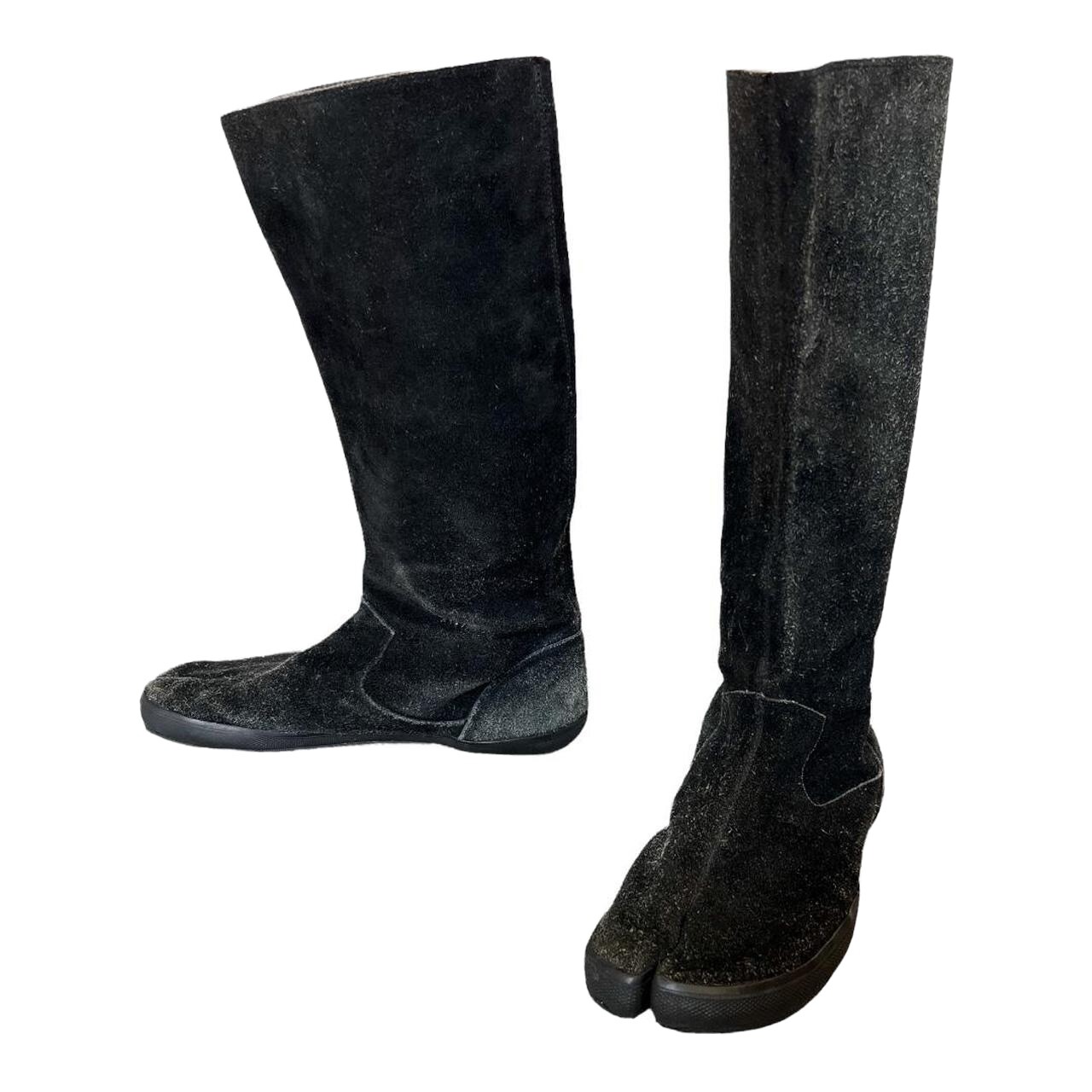 Vintage Maison Margiela Tabi Boots Tall Knee High Black Suede EUR 40