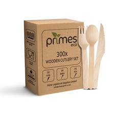 Green Disposable Wooden Cutlery Set 100pcs Forks, 100pcs Knives and 100pcsSpoons