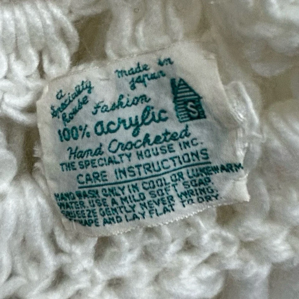 Mantón con flecos de ganchillo a mano vintage de los años 70 crema boho hippie festival envoltura Japón Foto 2 de 4