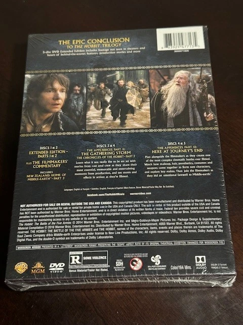 The Hobbit: The Battle Of Five Armies Extended Edition (DVD, 5-Disc Set) Fantasy - Image 2 of 2