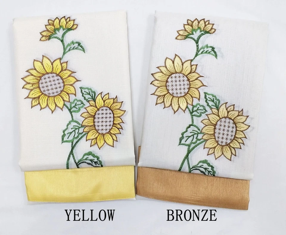 GOHD Very Sunflower. 3PCS Kitchen Cafe Curtain Set Swag Valance and Tier Set.... - Image 3 of 3