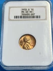 1932 D Lincoln Cent NGC MS 62 RD Old Fatty Soap Box Holder