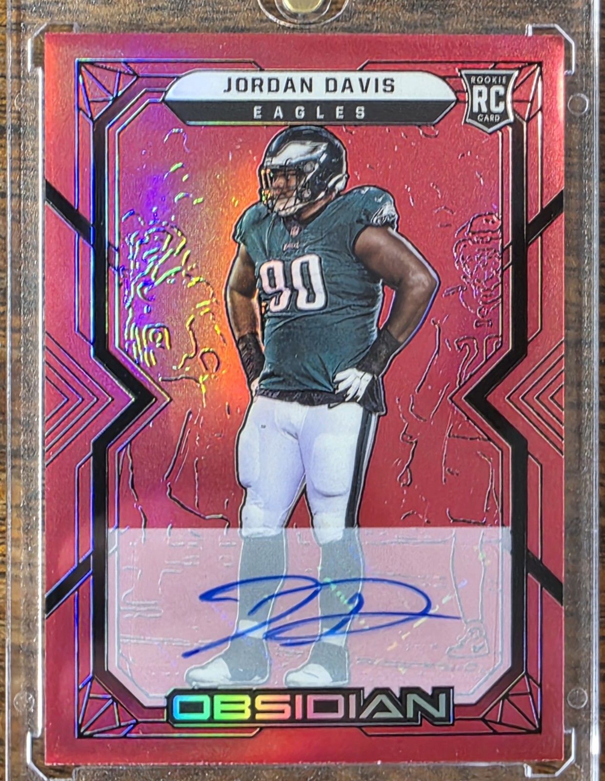 Jordan Davis 2022 Obsidian Electric Etch Red Flood Rookie Auto Bookend #6/6!!!