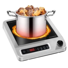 Induction Cooktop, 1800W Commercial Stainless Steel Portable Countertop Burner,