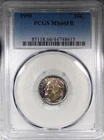1959-P Roosevelt Dime PCGS MS66FB Colorful Toned Coin
