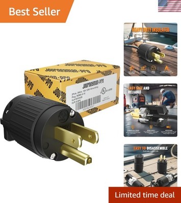 Universal 15 Amp Replacement Electrical Plug - 3-Prong, 125 Volt Robust Design