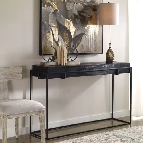 Uttermost 25110 Telone 15"W Aluminum Top Iron Console Table - Black - Picture 2 of 3