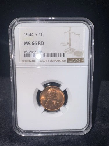1944 S LINCOLN WHEAT PENNY NGC MS 66 RD