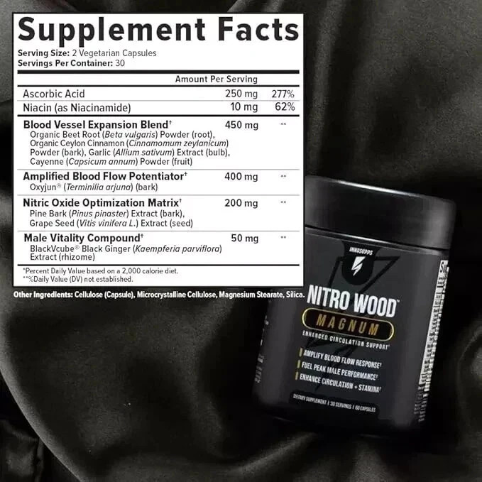 Nitro Wood MAGNUM InnoSupps #Enhance Male Sexual Stamina Performance - 60 CAP