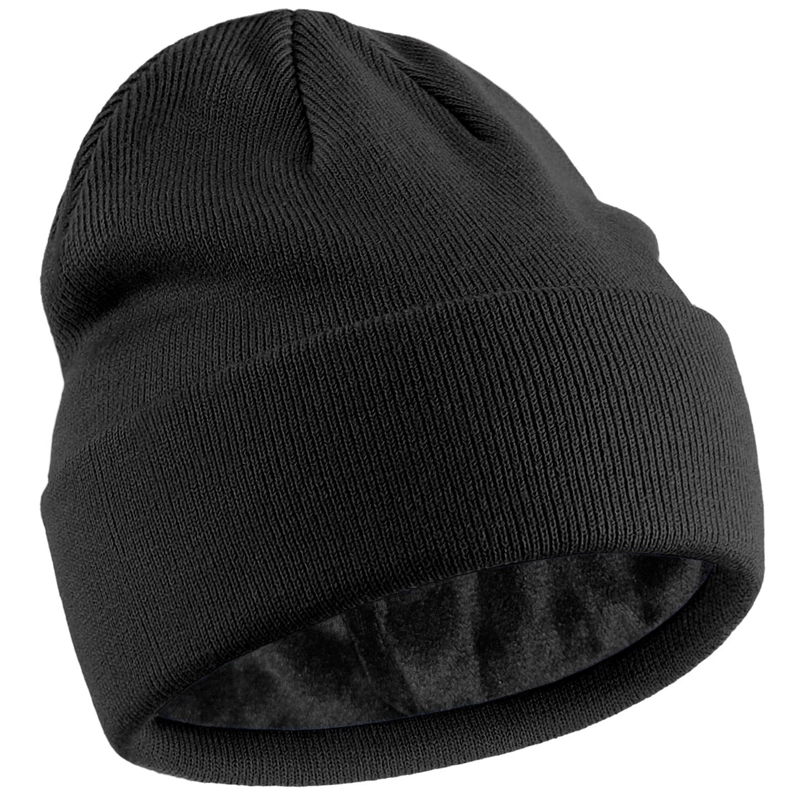 Fleece Lined Wool Beanie for Men Women, Knit Winter Hats Warm Cuffed Stocking...