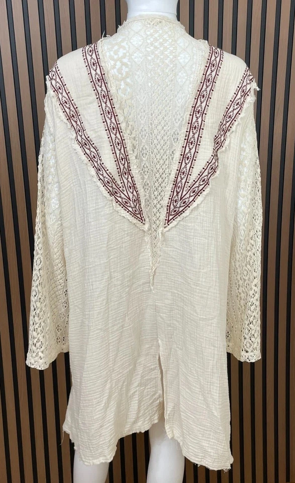 POL Women's Sweater Cardigan V-Neck Back Slit Long Sleeve Sheer Back L White - Image 3 of 4