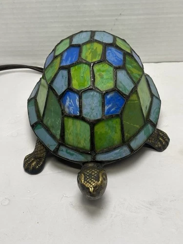 VTG Stained Glass Tiffany Style Tortoise/Turtle Accent Lamp Night Light Work!