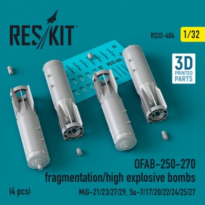 OFAB-250-270 fragmentation/high explosive bombs (4 pcs.) (MiG,Su) (3D Printed)