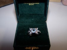 NEW DESIGNER 1 CARAT BLUE TOPAZ SOLITAIRE W/ACCENTS STERLING SILVER RING 6 3/4