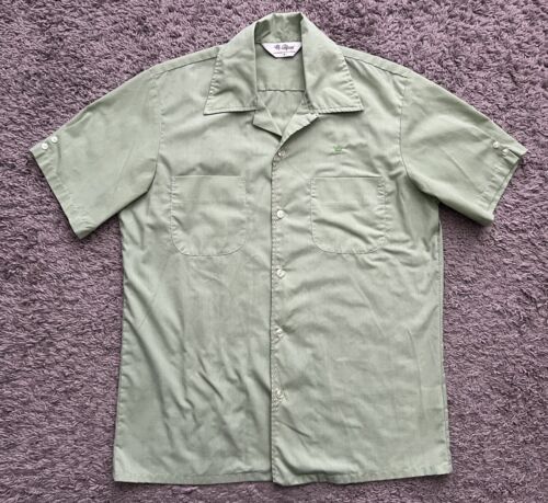 Vintage Mr California Button Shirt Men's Small Green 2 Pocket Detail Crown Crest