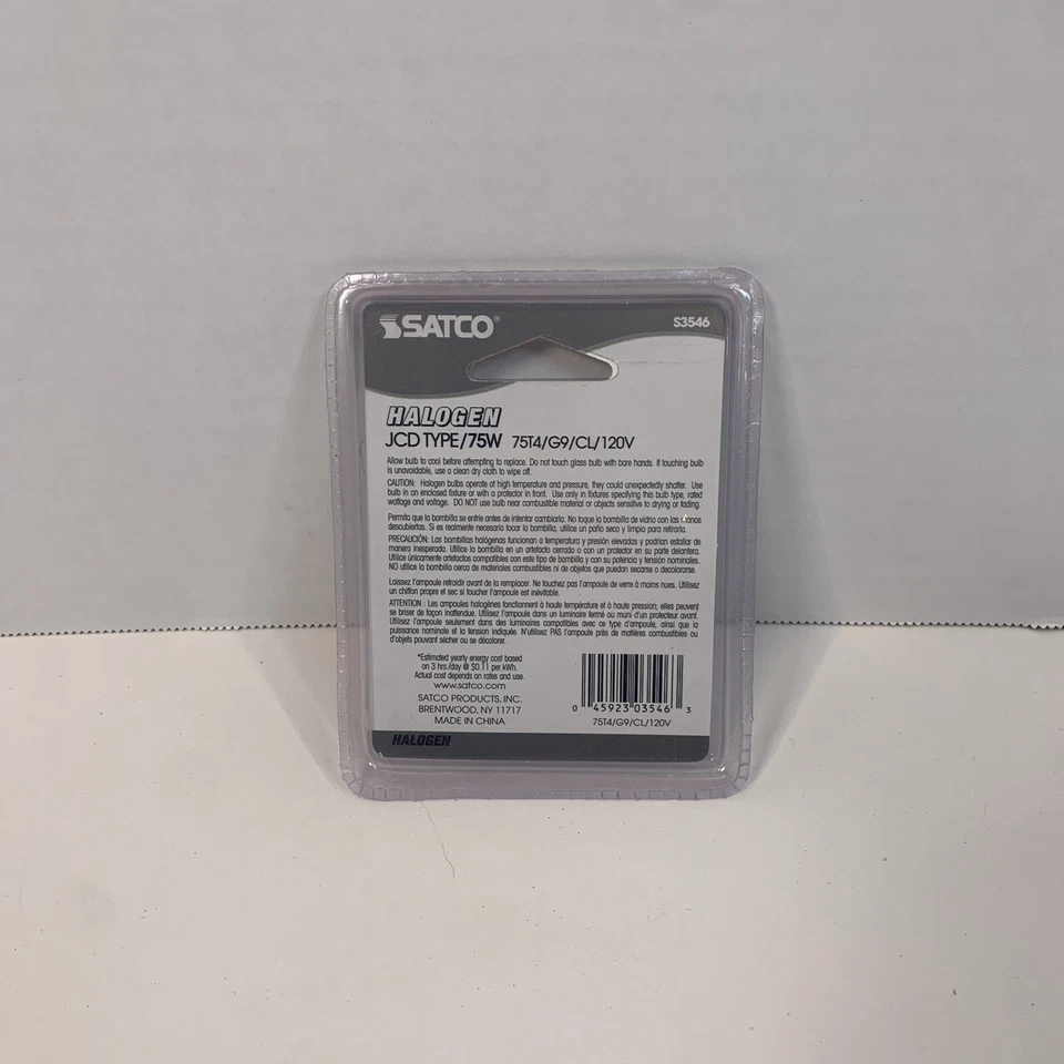 Satco Base Light Bulb 1/Card 120V 75-Watt T4 G9 Clear - S3546 - Image 2 of 2