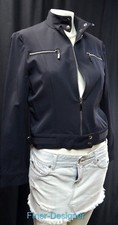 Cache moto crop Zip light coat Blazer jacket stretcn nylon long slv 8 M VTG NEW