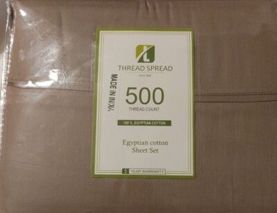  King Sheet Set  Egyptian Cotton 500 count Light -Thread Spread- Brown * NEW