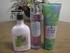 BATH  BODY WORKS APPLE BLOSSOM  LAVENDER MIST, LOTION  BODY CREAM LOT OF 3