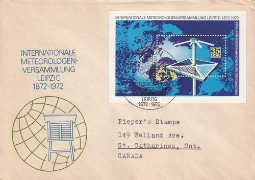 GERMANY DDR 1972 FIRST DAY COVER, ANEMOMETER AND METEOROLOGICAL CHART