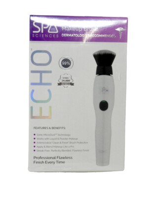 Spa Sciences Echo Antimicrobial Sonic Makeup Brush 3 Speed Rechargeable White